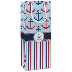 Anchors & Stripes Wine Gift Bags - Gloss (Personalized)