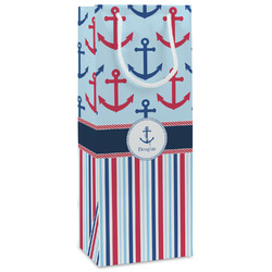 Anchors & Stripes Wine Gift Bags - Matte (Personalized)