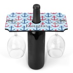 Anchors & Stripes Wine Bottle & Glass Holder (Personalized)
