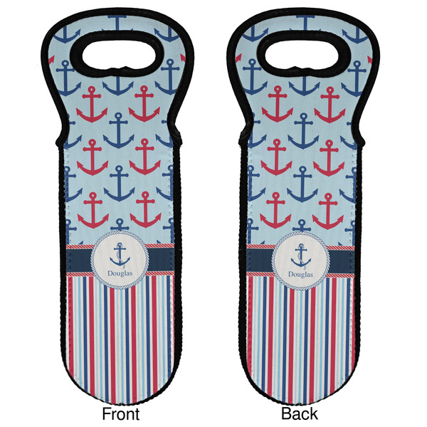 Anchors & Stripes Wine Tote Front & Back