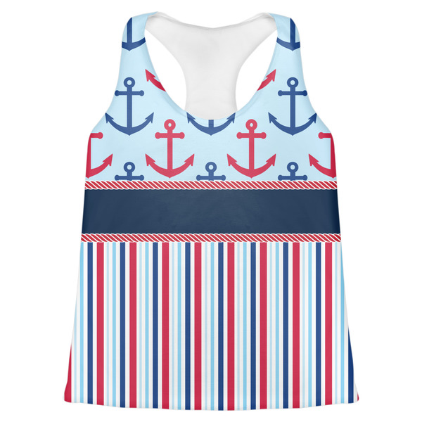Custom Anchors & Stripes Womens Racerback Tank Top - 2X Large