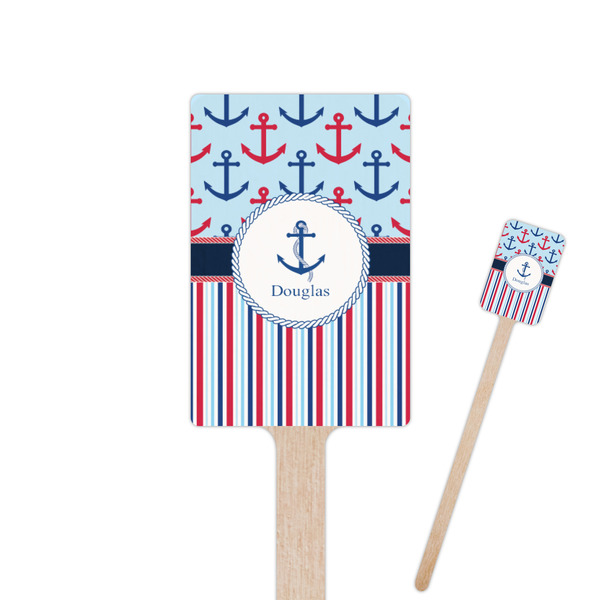 Custom Anchors & Stripes Rectangle Wooden Stir Sticks (Personalized)