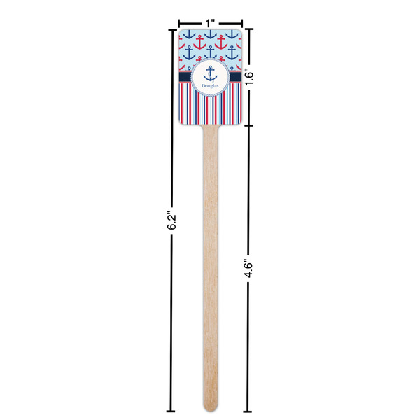 Anchors & Stripes Wooden 6.25" Stir Stick - Rectangular - Dimensions