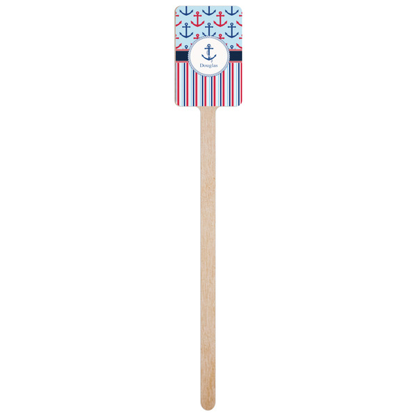 Anchors & Stripes Wooden 6.25" Stir Stick - Rectangular - Single Stick