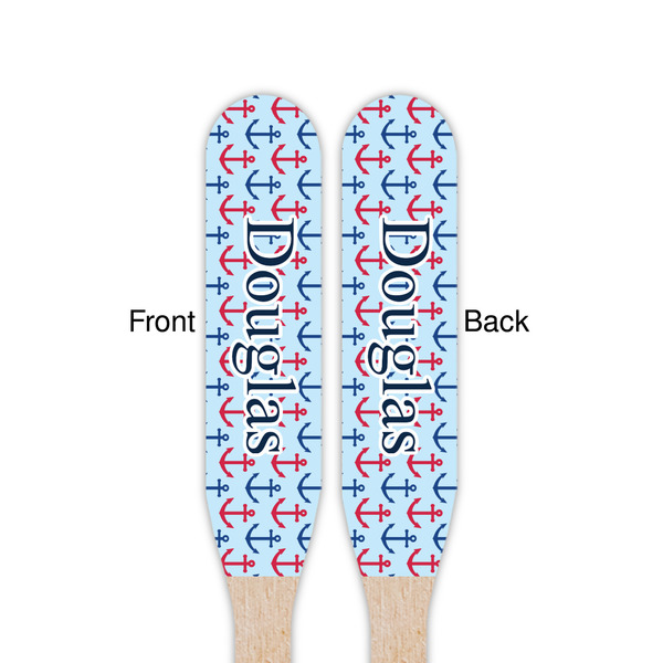 Anchors & Stripes Wooden Food Pick - Paddle - Double Sided - Front & Back