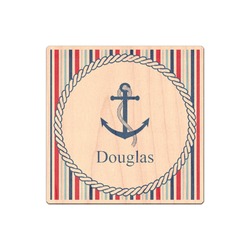 Anchors & Stripes Genuine Maple or Cherry Wood Sticker (Personalized)