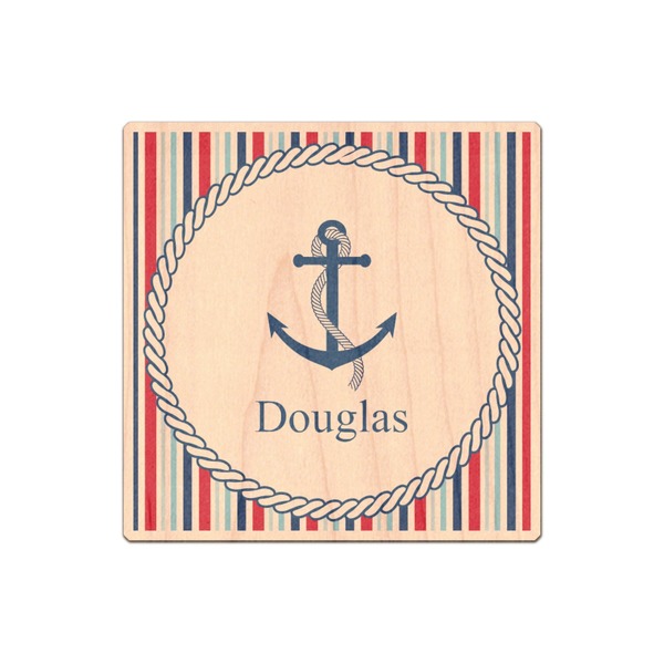 Custom Anchors & Stripes Genuine Maple or Cherry Wood Sticker (Personalized)