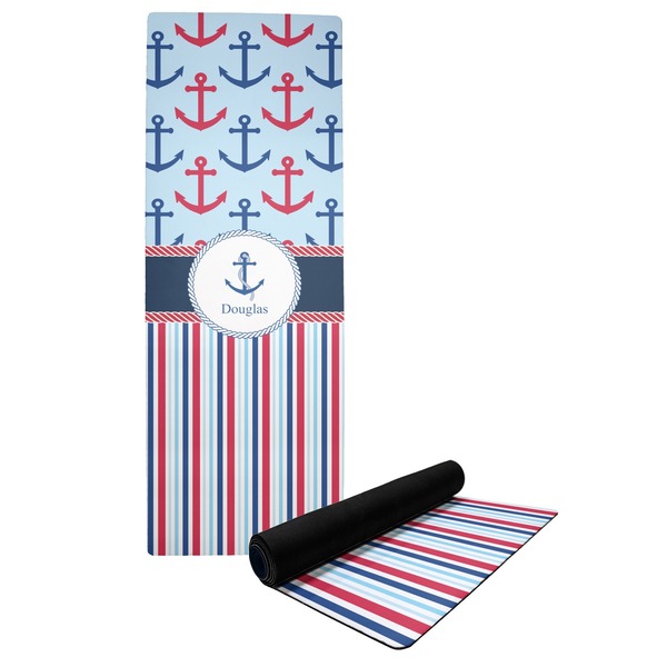 Custom Anchors & Stripes Yoga Mat (Personalized)