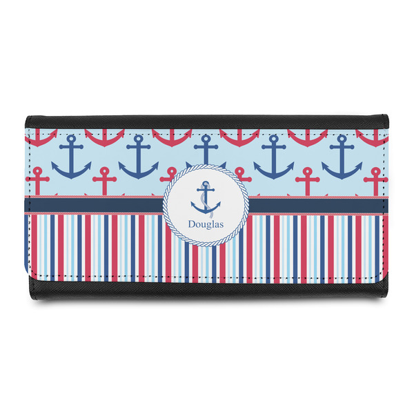Custom Anchors & Stripes Leatherette Ladies Wallet (Personalized)