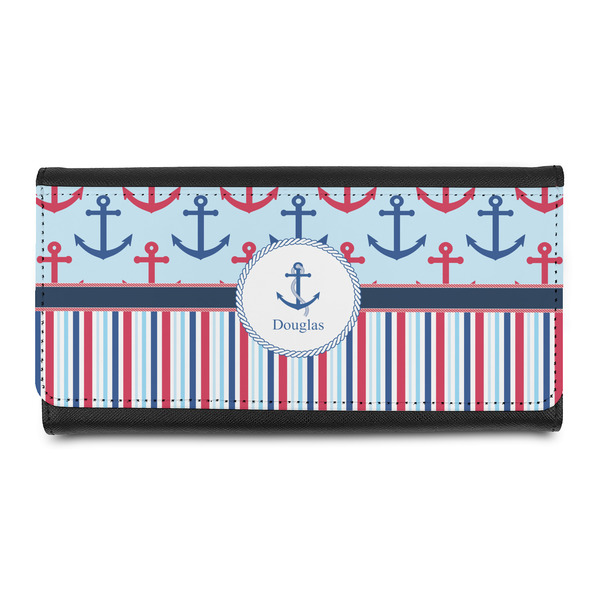 Custom Anchors & Stripes Leatherette Ladies Wallet (Personalized)