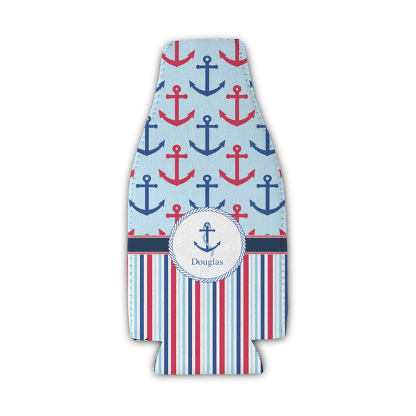 Anchors & Stripes Zipper Bottle Cooler - Set of 4 - FRONT