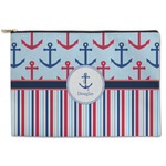 Anchors & Stripes Zipper Pouch - Large - 12.5"x8.5" (Personalized)