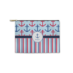 Anchors & Stripes Zipper Pouch - Small - 8.5"x6" (Personalized)