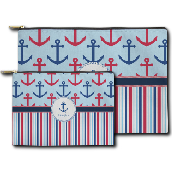 Anchors & Stripes Zippered Pouches - Size Comparison