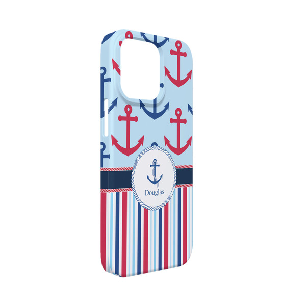 Custom Anchors & Stripes iPhone Case - Plastic - iPhone 13 Mini (Personalized)