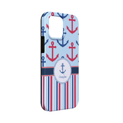 Anchors & Stripes iPhone Case - Rubber Lined - iPhone 13 Mini (Personalized)