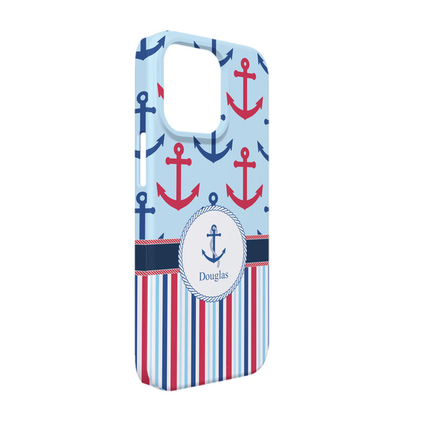 Custom Anchors & Stripes iPhone Case - Plastic - iPhone 13 Pro (Personalized)