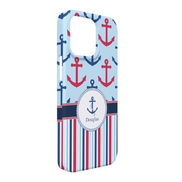 Custom Anchors & Stripes iPhone Case - Plastic - iPhone 13 Pro Max (Personalized)