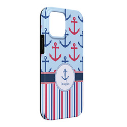 Anchors & Stripes iPhone Case - Rubber Lined - iPhone 13 Pro Max (Personalized)