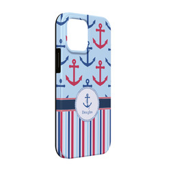 Anchors & Stripes iPhone Case - Rubber Lined - iPhone 13 Pro (Personalized)