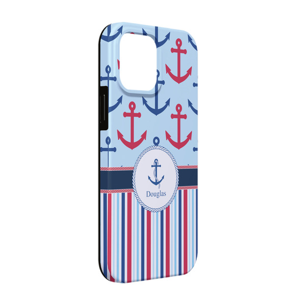 Custom Anchors & Stripes iPhone Case - Rubber Lined - iPhone 13 (Personalized)