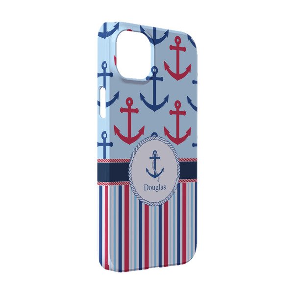 Custom Anchors & Stripes iPhone Case - Plastic - iPhone 14 (Personalized)
