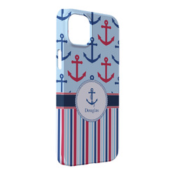 Anchors & Stripes iPhone Case - Plastic - iPhone 14 Plus (Personalized)