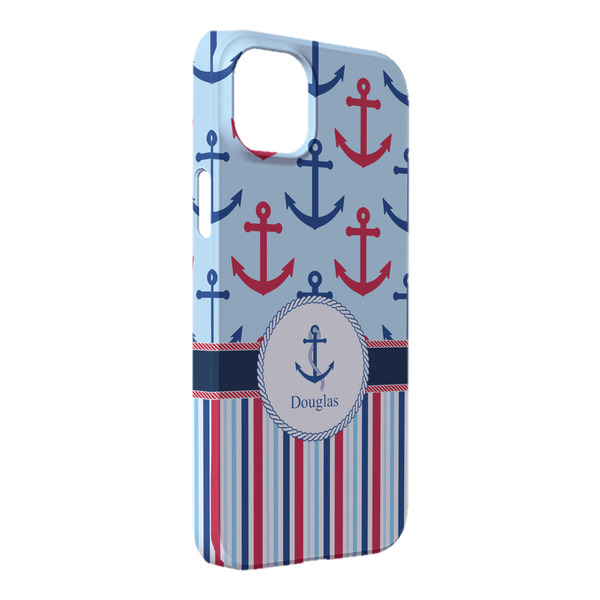 Custom Anchors & Stripes iPhone Case - Plastic - iPhone 14 Pro Max (Personalized)