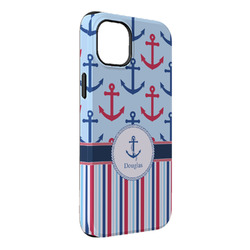 Anchors & Stripes iPhone Case - Rubber Lined - iPhone 14 Pro Max (Personalized)
