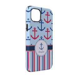 Anchors & Stripes iPhone Case - Rubber Lined - iPhone 14 Pro (Personalized)