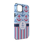Anchors & Stripes iPhone Case - Rubber Lined - iPhone 14 (Personalized)