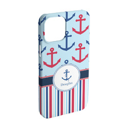 Anchors & Stripes iPhone Case - Plastic - iPhone 15 (Personalized)
