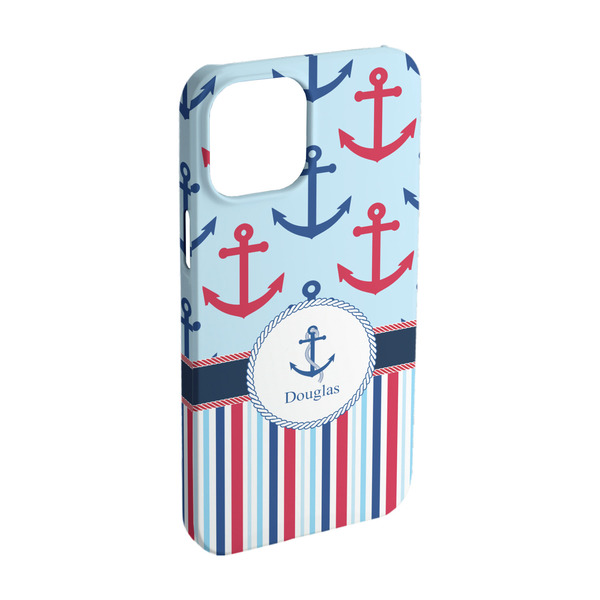 Custom Anchors & Stripes iPhone Case - Plastic - iPhone 15 (Personalized)