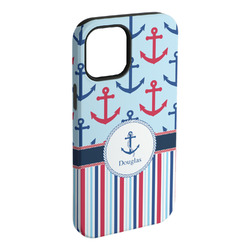 Anchors & Stripes iPhone Case - Rubber Lined - iPhone 15 Plus (Personalized)