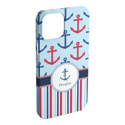 Anchors & Stripes iPhone Case - Plastic - iPhone 15 Pro Max (Personalized)