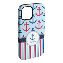 Anchors & Stripes iPhone Case - Rubber Lined - iPhone 15 Pro Max (Personalized)
