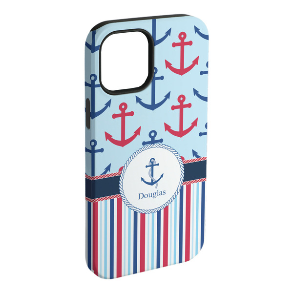 Custom Anchors & Stripes iPhone Case - Rubber Lined (Personalized)