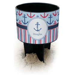 Anchors & Stripes Black Beach Spiker Drink Holder (Personalized)