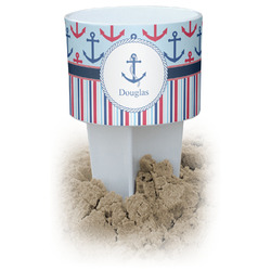 Anchors & Stripes White Beach Spiker Drink Holder (Personalized)