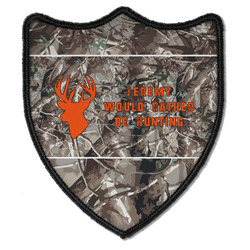 Hunting Camo Iron On Shield Patch B w/ Name or Text