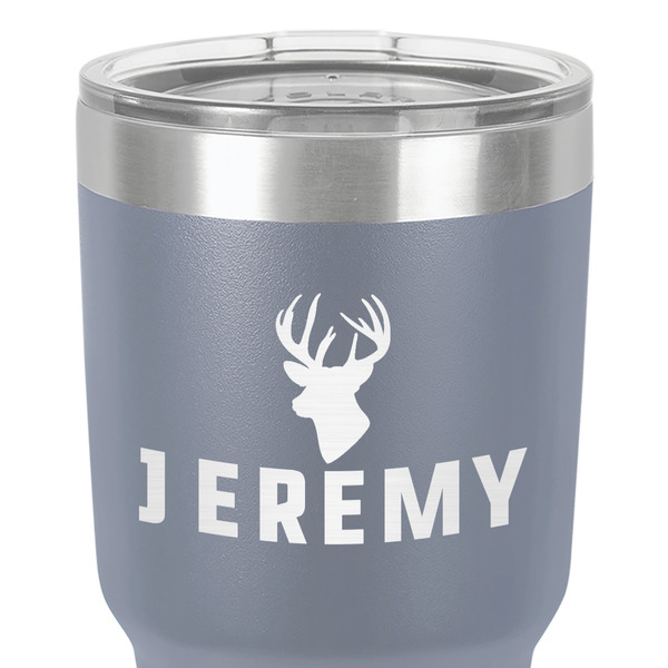 Hunting Camo 30 oz Stainless Steel Ringneck Tumbler - Grey - Close Up