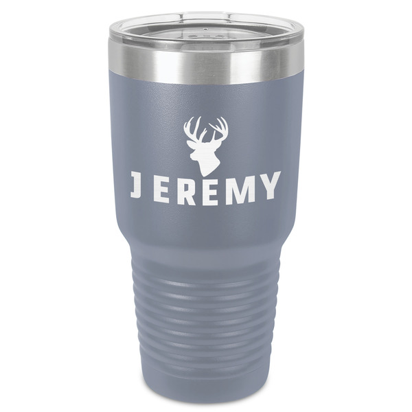 Custom Hunting Camo 30 oz Stainless Steel Tumbler - Grey - Single-Sided (Personalized)