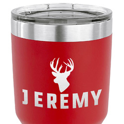 Hunting Camo 30 oz Stainless Steel Tumbler - Red - Single Sided (Personalized)