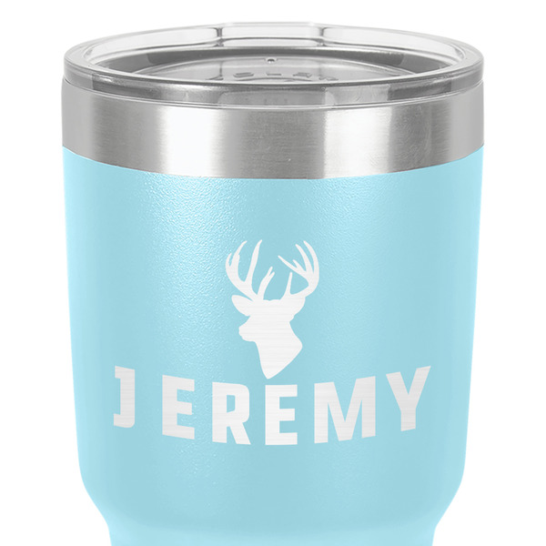 Hunting Camo 30 oz Stainless Steel Ringneck Tumbler - Teal - Close Up