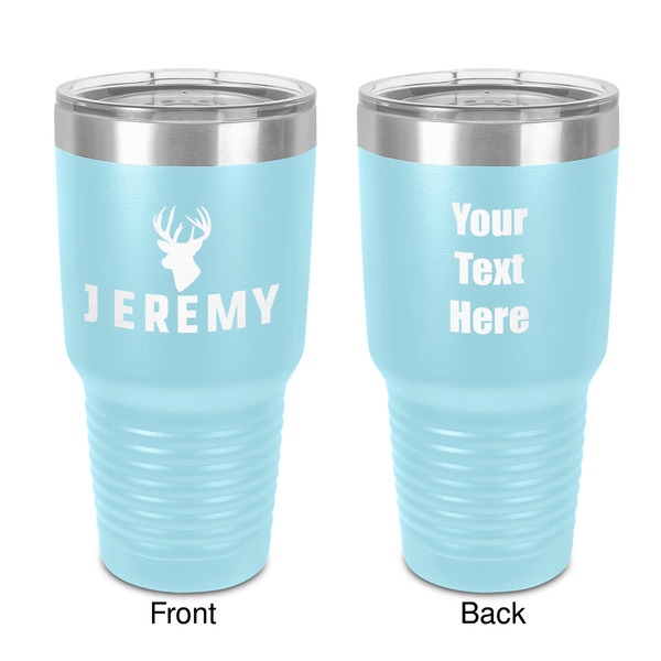 Custom Hunting Camo 30 oz Stainless Steel Tumbler - Teal - Double-Sided (Personalized)