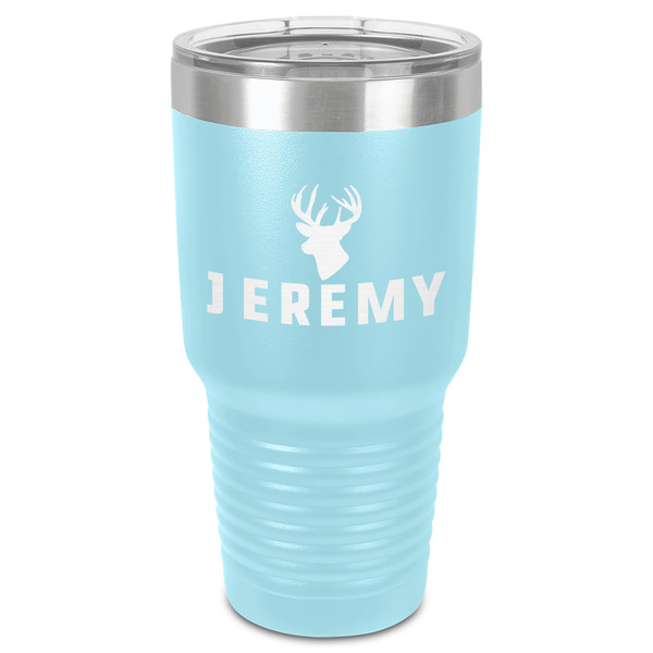 Custom Hunting Camo 30 oz Stainless Steel Tumbler - Teal - Single-Sided (Personalized)