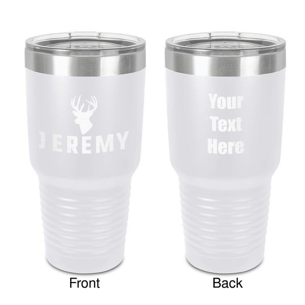 Custom Hunting Camo 30 oz Stainless Steel Tumbler - White - Double-Sided (Personalized)