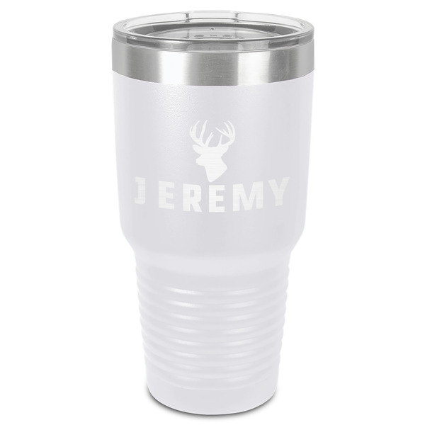 Custom Hunting Camo 30 oz Stainless Steel Tumbler - White - Single-Sided (Personalized)