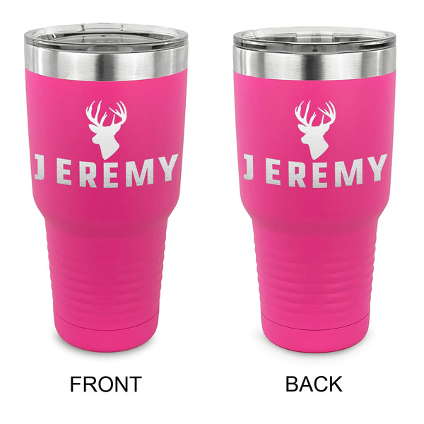 Custom Hunting Camo 30 oz Stainless Steel Tumbler - Pink - Double Sided (Personalized)
