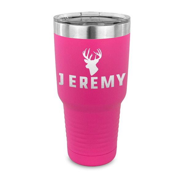 Hunting Camo 30 oz Stainless Steel Ringneck Tumblers - Pink - FRONT